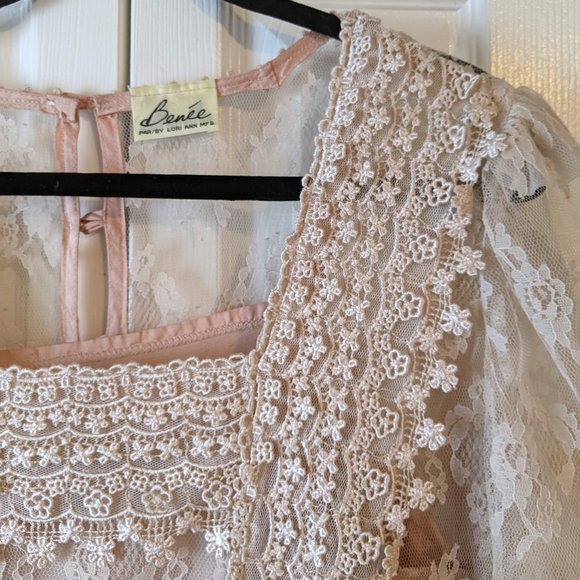 Gorgeous vintage lace, embroidered gown sz 10, Benee by Lori Ann MFG - Picture 2 of 16
